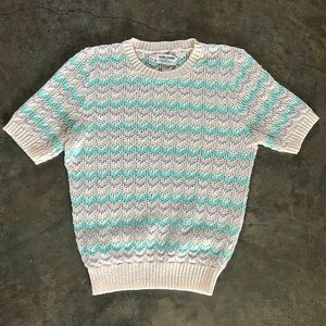Vintage ALFRED DUNNER pastel short sleeve knit sweater top women’s medium